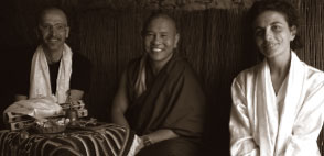 left to right Ricky A. Swaczy, Khensur Jhado Rinpoche, Serenella Giorgetti.